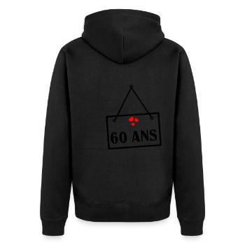 60 YEARS. 60th ANNIVERSARY. ANNIVERSARY 60 YEARS. Ann - Unisex Premium Organic Zip Hoodie - black - Back - Nico (187cm)