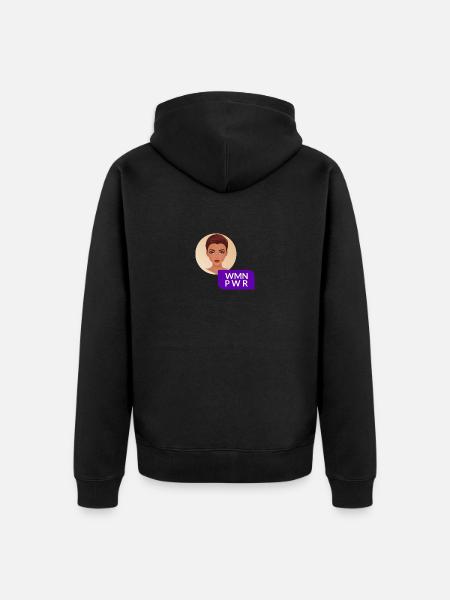 WMN PWR - Female Face - 03 - Unisex Premium Organic Zip Hoodie - black