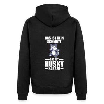 Hund Husky - Unisex Premium Bio Zip Hoodie - Schwarz - Hinten - Nico (187cm)