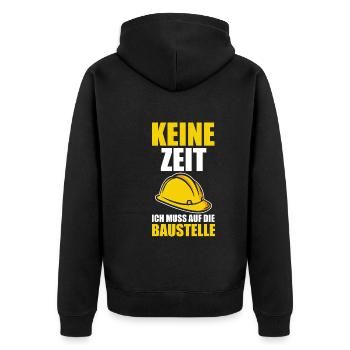 Baustelle Bauherr - Unisex Premium Bio Zip Hoodie - Schwarz - Hinten - Nico (187cm)