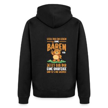 Braunbär Bär - Unisex Premium Bio Zip Hoodie - Schwarz - Hinten - Nico (187cm)
