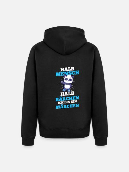 Half Human, Half Bear - Unisex Premium Organic Zip Hoodie - black