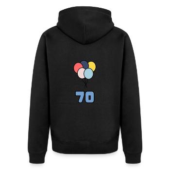 70. 70 ANS. 70e ANNIVERSAIRE. ANNIVERSAIRE 70 ANS. - Veste à capuche bio Premium Unisexe - noir - Dos - Nico (187cm)
