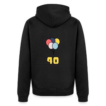 JAHRESTAG. ALLES GUTE ZUM GEBURTSTAG. ALLES GUTE ZUM GEBURTSTAG. - Unisex Premium Bio Zip Hoodie - Schwarz - Hinten - Nico (187cm)
