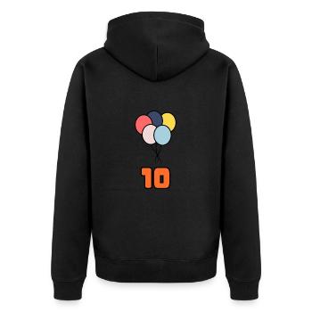 ALLES GUTE ZUM GEBURTSTAG. ALLES GUTE ZUM GEBURTSTAG. GEBURTSTAG. - Unisex Premium Bio Zip Hoodie - Schwarz - Hinten - Nico (187cm)