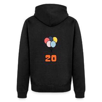 ALLES GUTE ZUM GEBURTSTAG. ALLES GUTE ZUM GEBURTSTAG. JAHRESTAG. - Unisex Premium Bio Zip Hoodie - Schwarz - Hinten - Nico (187cm)