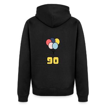HAPPY BIRTHDAY. HAPPY BIRTHDAY. ANNIVERSARY. - Unisex Premium Organic Zip Hoodie - black - Back - Nico (187cm)