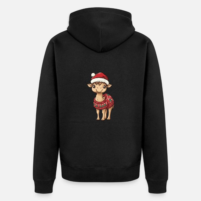 Kamel Weihnachten Comic - Unisex Premium Bio Zip Hoodie - Schwarz