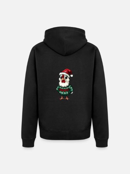 Rooster Christmas Comic - Unisex Premium Organic Zip Hoodie - black