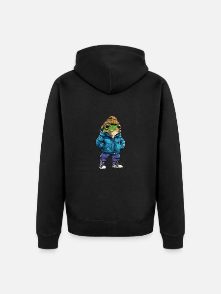 Frog Funny Winter - Unisex Premium Organic Zip Hoodie - black