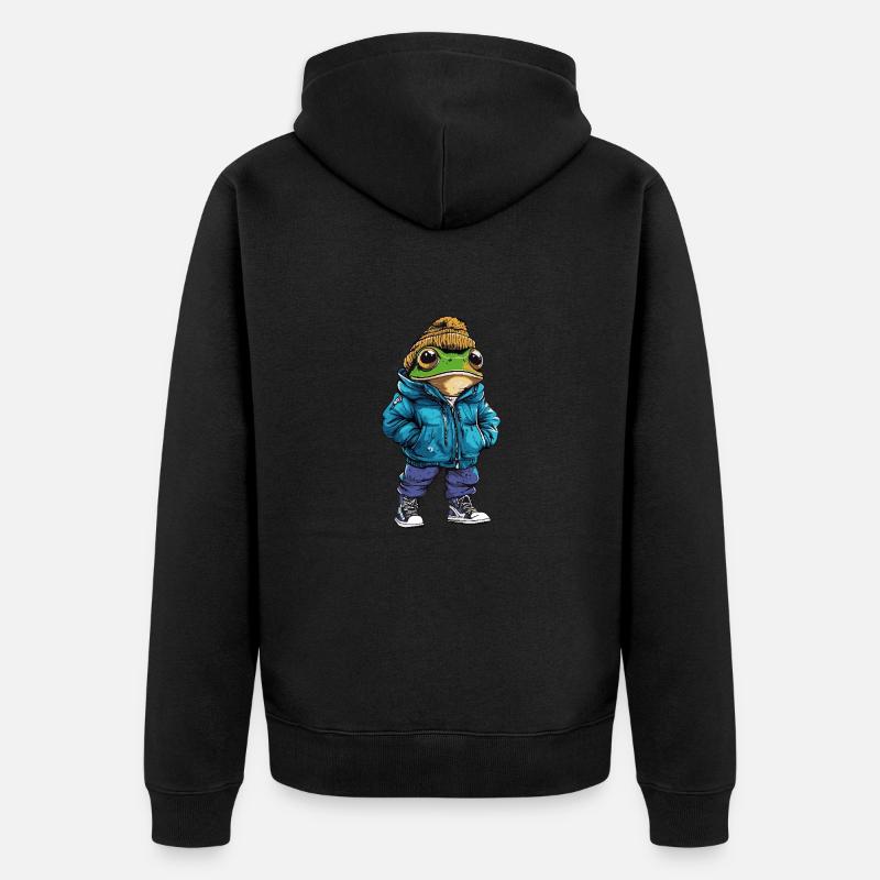 grenouille drôle hiver - Veste à capuche bio Premium Unisexe - noir