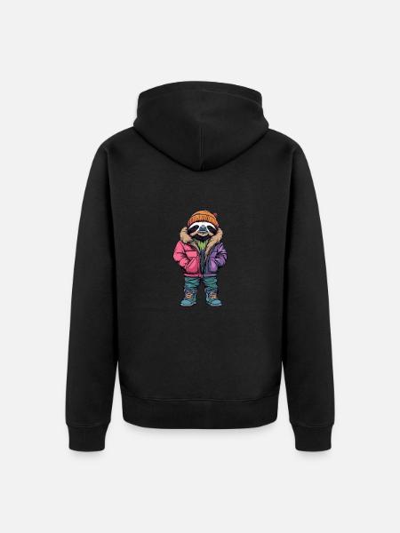 Sloth Funny Winter - Unisex Premium Organic Zip Hoodie - black