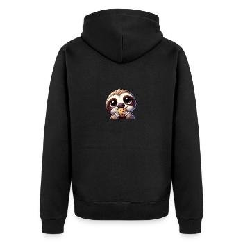 Süßes Faultier Kekse treue Augen - Unisex Premium Bio Zip Hoodie - Schwarz - Hinten - Nico (187cm)