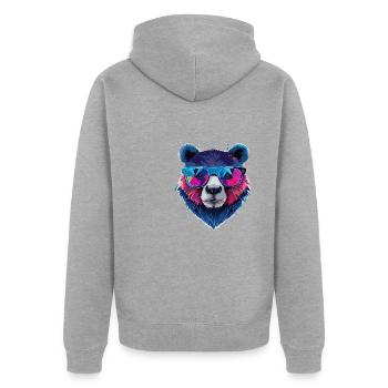 Bär,graffiti ,malerei , bunt,Nerd - Unisex Premium Bio Zip Hoodie - Grau meliert - Hinten - Nico (187cm)
