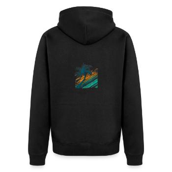 Palm Tree Logo - Unisex Premium Bio Zip Hoodie - Schwarz - Hinten - Nico (187cm)