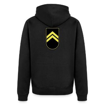 Abzeichen Badge Auszeichnung Armee Army 2c - Unisex Premium Bio Zip Hoodie - Schwarz - Hinten - Nico (187cm)