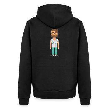 Doktor - Unisex Premium Bio Zip Hoodie - Schwarz - Hinten - Nico (187cm)