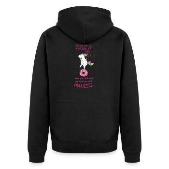 Einhorn T-Shirt Geschenk Idee Lustig Geburtstag - Unisex Premium Bio Zip Hoodie - Schwarz - Hinten - Nico (187cm)