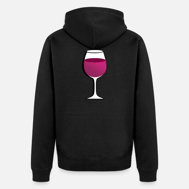 Glas mit rotem Wein - Unisex Premium Bio Zip Hoodie - Schwarz