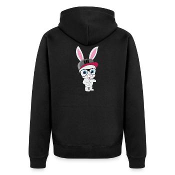 Lapin cool avec capuchon et lunettes - Veste à capuche bio Premium Unisexe - noir - Dos - Nico (187cm)