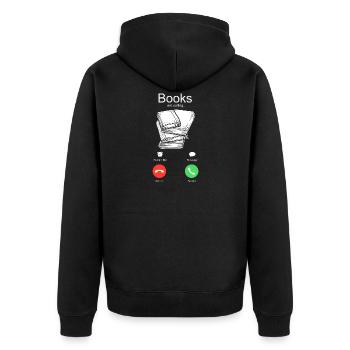 Call the books - Unisex Premium Organic Zip Hoodie - black - Back - Nico (187cm)