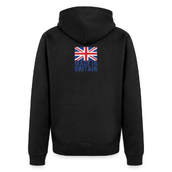 Hergestellt in GB - Unisex Premium Bio Zip Hoodie - Schwarz - Hinten - Nico (187cm)