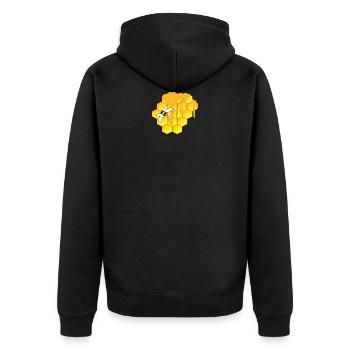 Honigbiene, Wabe - Unisex Premium Bio Zip Hoodie - Schwarz - Hinten - Nico (187cm)