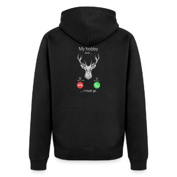 Hobby hunting calls must go - gift - Unisex Premium Organic Zip Hoodie - black - Back - Nico (187cm)