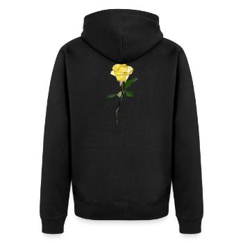Rose abstract yellow - Unisex Premium Organic Zip Hoodie - black - Back - Nico (187cm)