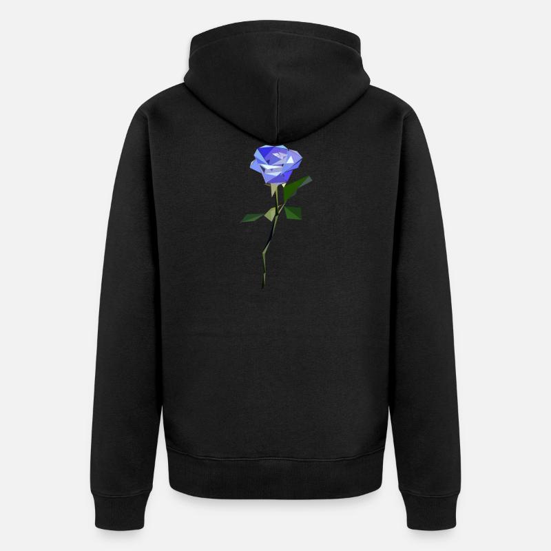Rose abstrait bleu - Veste à capuche bio Premium Unisexe - noir