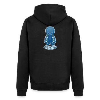 Blue octopus warns not to touch its ocean - Unisex Premium Organic Zip Hoodie - black - Back - Nico (187cm)