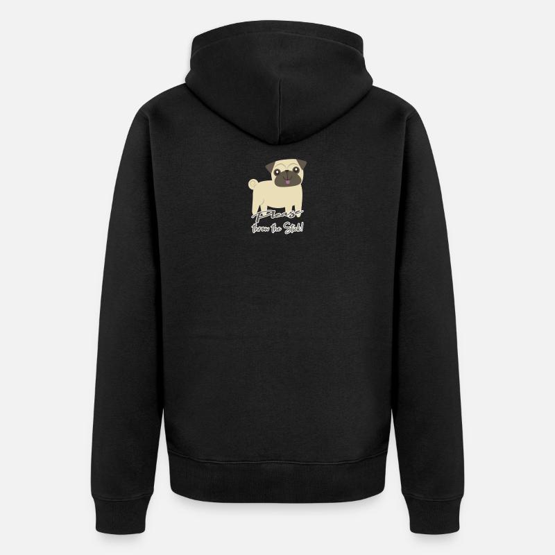 Pug Mops Geschenk - Unisex Premium Bio Zip Hoodie - Schwarz