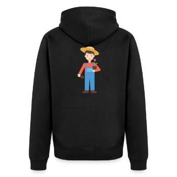 gardener - Unisex Premium Organic Zip Hoodie - black - Back - Nico (187cm)