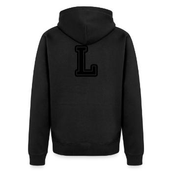 letter L - Unisex Premium Organic Zip Hoodie - black - Back - Nico (187cm)