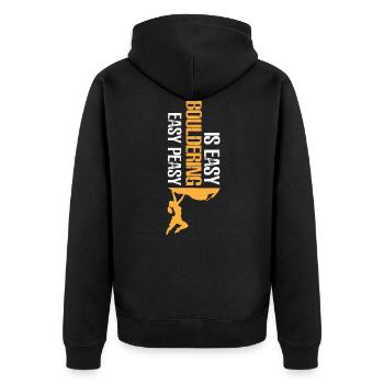 Bouldern - Unisex Premium Bio Zip Hoodie - Schwarz - Hinten - Nico (187cm)