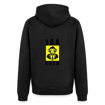 JGA Crew Junggesellenabschied Affe - Unisex Premium Bio Zip Hoodie - Schwarz - Hinten - Nico (187cm)