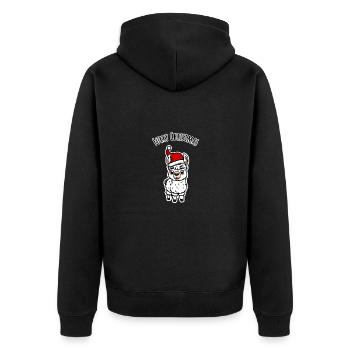 Furry Christmas Weihnachts Lama mit Zipfelmütze - Unisex Premium Bio Zip Hoodie - Schwarz - Hinten - Nico (187cm)