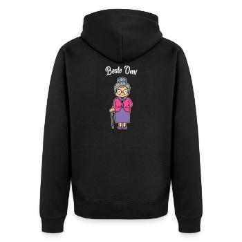 Best Omi Brille Sehschwäche Oma Großmutter Spruch - Unisex Premium Bio Zip Hoodie - Schwarz - Hinten - Nico (187cm)