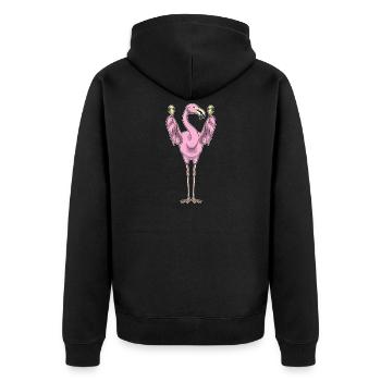 Flamingo Musician Rattle Music - Unisex Premium Organic Zip Hoodie - black - Back - Nico (187cm)