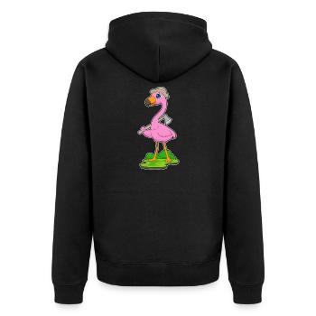 Flamingo Holzfäller Axt Wald - Unisex Premium Bio Zip Hoodie - Schwarz - Hinten - Nico (187cm)