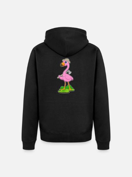 Flamingo Lumberjack Axe - Unisex Premium Organic Zip Hoodie - black