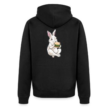 Bunny Cheeseburger - Unisex Premium Organic Zip Hoodie - black - Back - Nico (187cm)