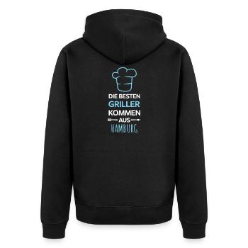 Die besten Griller kommen aus Hamburg Design - Unisex Premium Bio Zip Hoodie - Schwarz - Hinten - Nico (187cm)