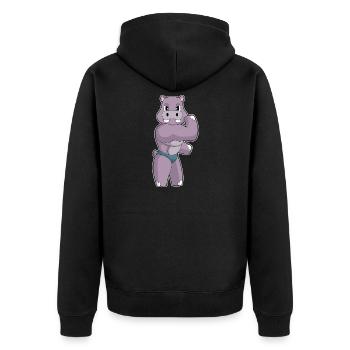 Hippopotame Bodybuilder Sport de culturisme - Veste à capuche bio Premium Unisexe - noir - Dos - Nico (187cm)