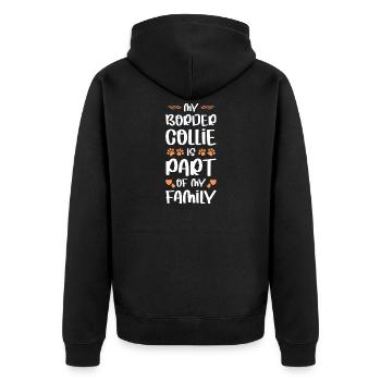 Mein Border Collie ist Familienmitglied - Unisex Premium Bio Zip Hoodie - Schwarz - Hinten - Nico (187cm)