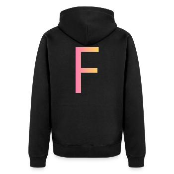 F - Unisex Premium Organic Zip Hoodie - black - Back - Nico (187cm)