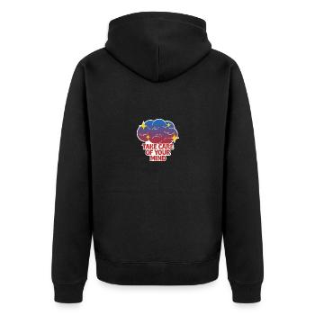 Pass auf dich auf! - Unisex Premium Bio Zip Hoodie - Schwarz - Hinten - Nico (187cm)
