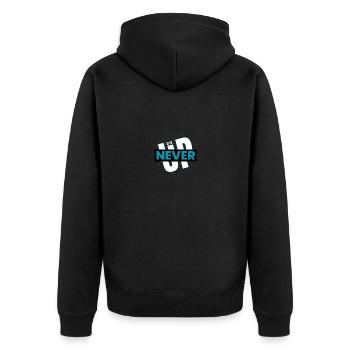 Never! - Unisex Premium Bio Zip Hoodie - Schwarz - Hinten - Nico (187cm)