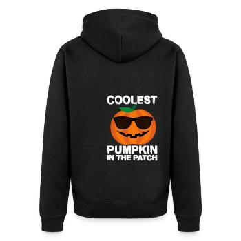 Coolest Pumpkin in the Patch - Unisex Premium Bio Zip Hoodie - Schwarz - Hinten - Nico (187cm)