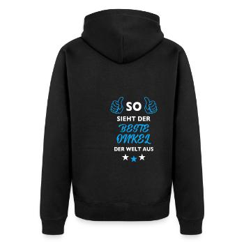 So sieht der beste Onkel der Welt aus Bester Onkel - Unisex Premium Bio Zip Hoodie - Schwarz - Hinten - Nico (187cm)